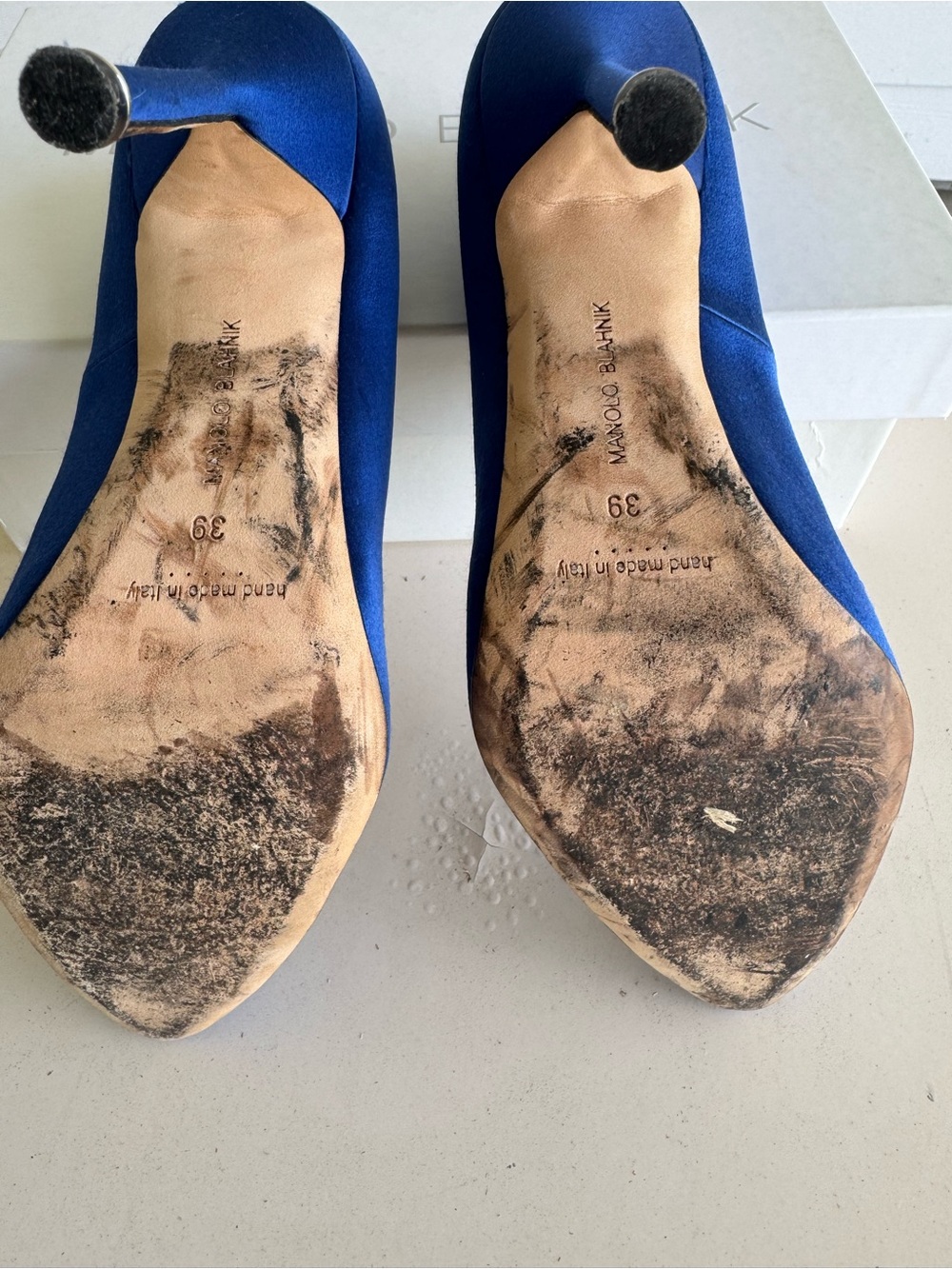 Manolo Blahnik Royal Blue Satin Crystal-Buckle Pointed Pump - Picture 3 of 4